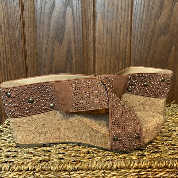 Lucky Brand Miller Wedge Studded Sandal-Brown-Women’s Size 9.5 - Picture 9 of 13